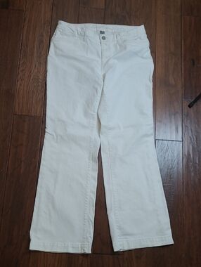 Eddie Bauer White Curvy Trouser Wide-Leg Jeans size 12